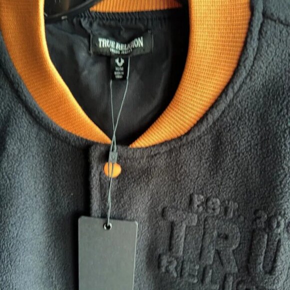 NWT $199 TRUE RELIGION MEN'S JACKET MEDIUM M  ALL FLEECE BOMBER - Picture 3 of 10